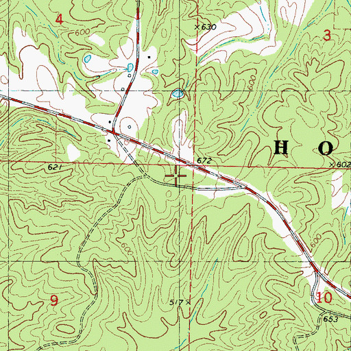 Topographic Map of Pleasant Ridge (historical), MS