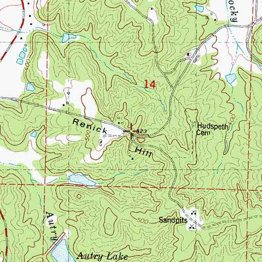 Topographic Map of Renick Hill, MS