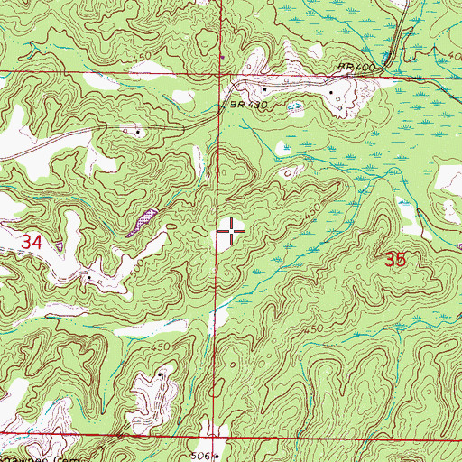 Topographic Map of Snow Creek (historical), MS