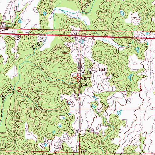 Topographic Map of Union Hill (historical), MS