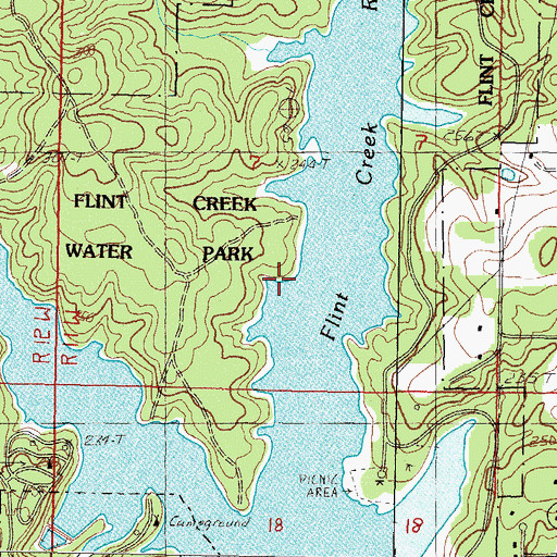 Topographic Map of Flint Creek Reservoir, MS