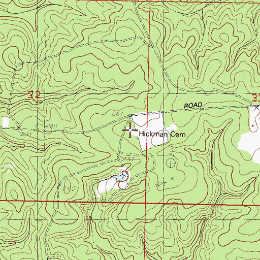 Topographic Map of Hickman Cemetery, MS