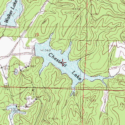 Topographic Map of Chesnut Lake, MS