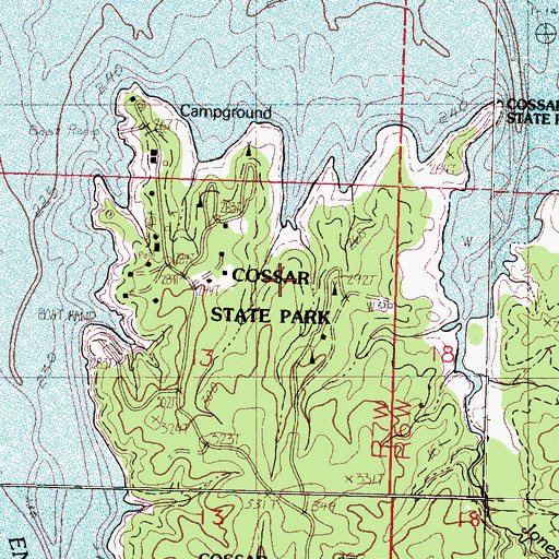 Topographic Map of Cossar State Park, MS