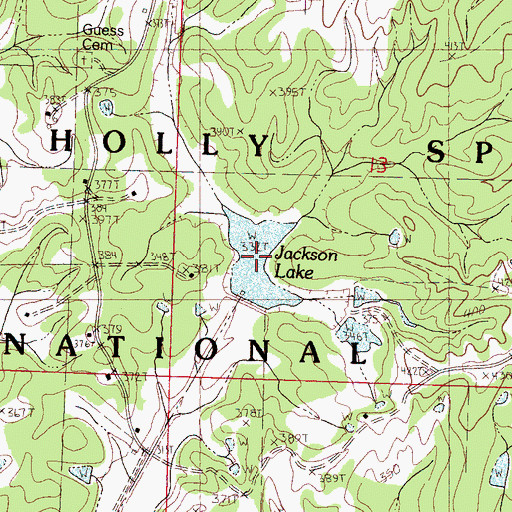 Topographic Map of Jackson Lake, MS