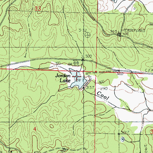 Topographic Map of Jordan Lake, MS