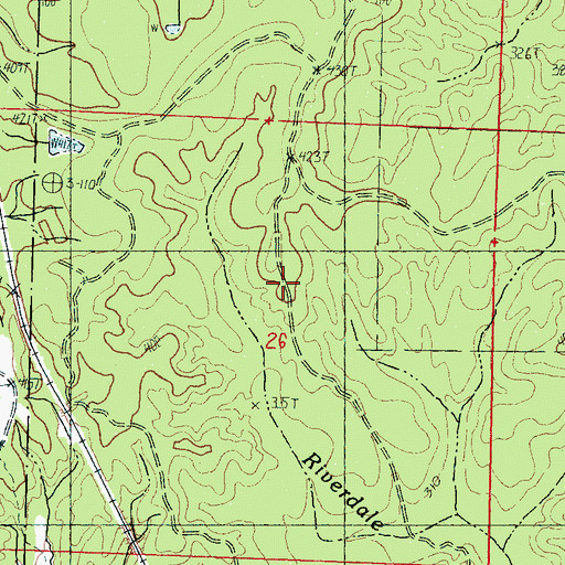 Topographic Map of Leighton (historical), MS