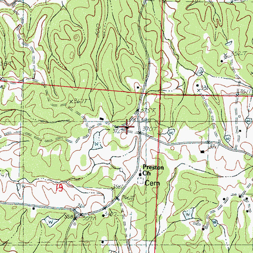 Topographic Map of Preston (historical), MS