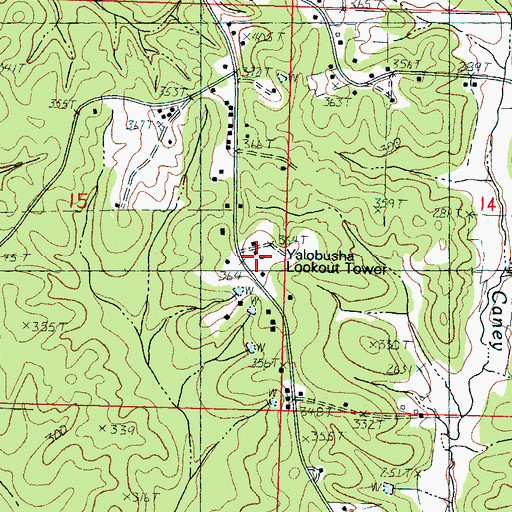 Topographic Map of Yalobusha Lookout Tower, MS