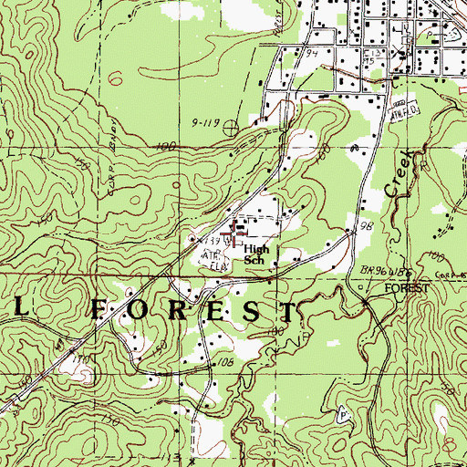 Topographic Map of Beaumont High School, MS