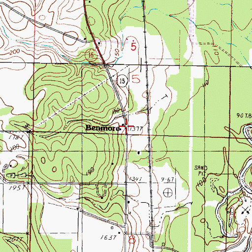 Topographic Map of Benmore, MS