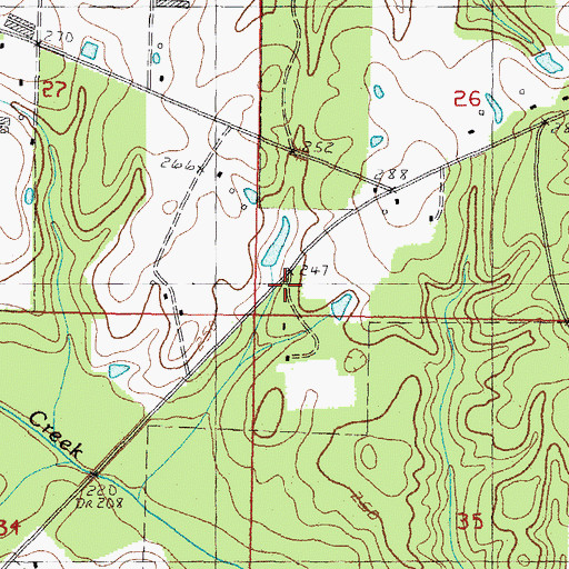 Topographic Map of Bluff Creek School (historical), MS