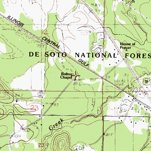 Topographic Map of Bolton Chapel, MS