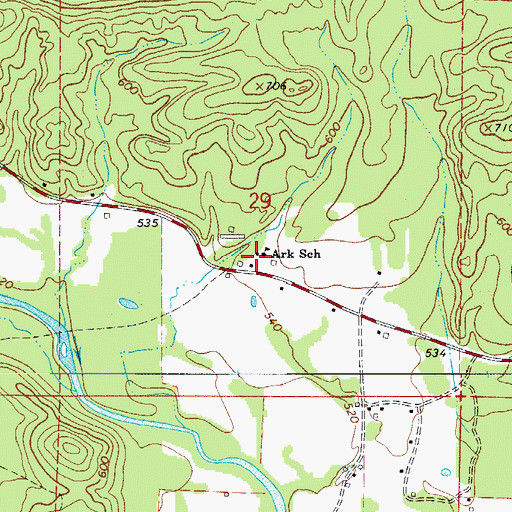 Topographic Map of Ark School, AR