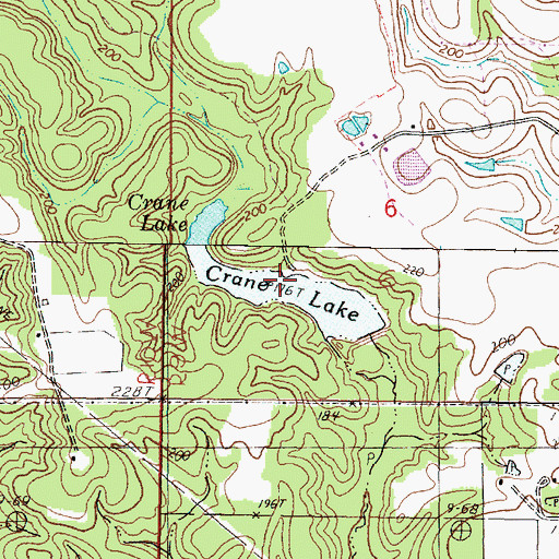 Topographic Map of Crane Lake, MS