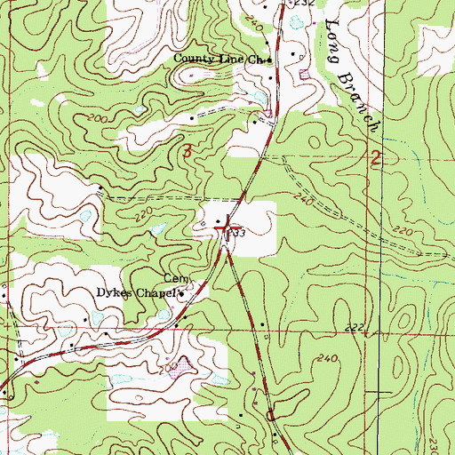 Topographic Map of Dykes School (historical), MS