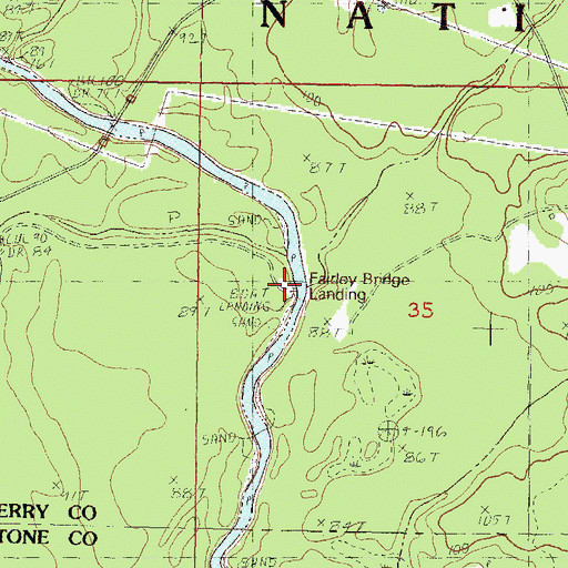 Topographic Map of Fairley Bridge Landing, MS