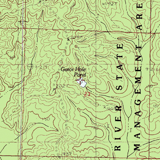 Topographic Map of Gator Hole Pond, MS