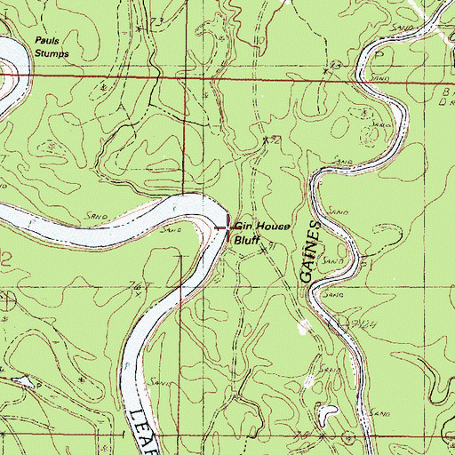 Topographic Map of Gin House Bluff, MS