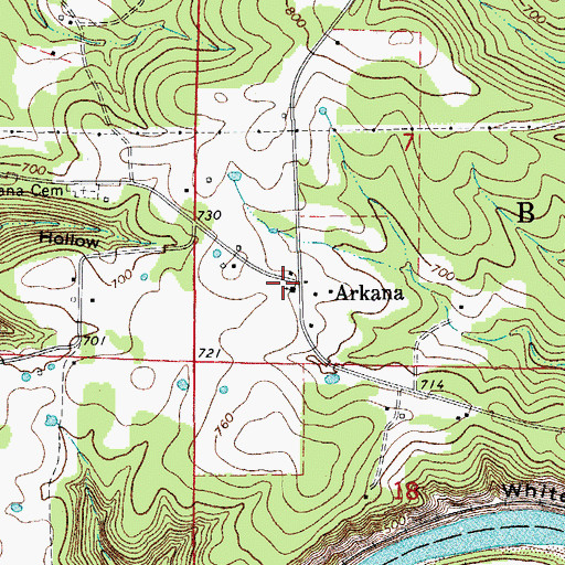 Topographic Map of Arkana, AR