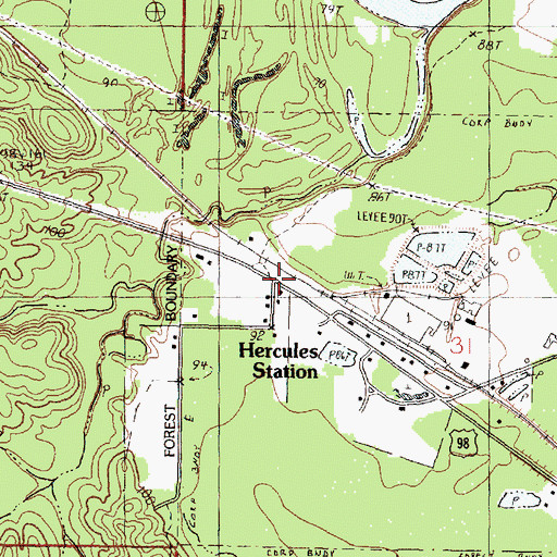 Topographic Map of Hercules Station, MS