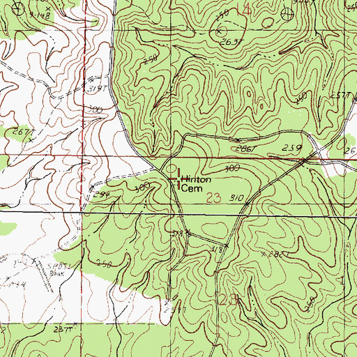 Topographic Map of Hinton Cemetery, MS