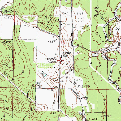 Topographic Map of Hinton Cemetery, MS