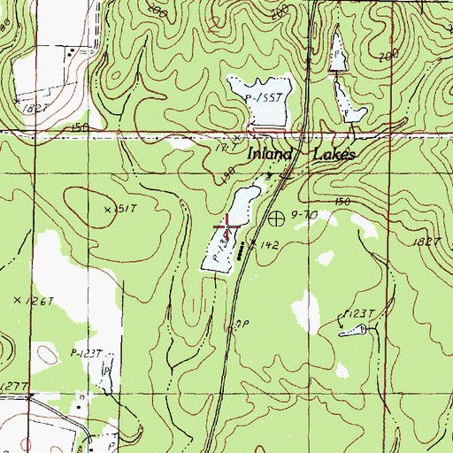 Topographic Map of Inland Lakes, MS