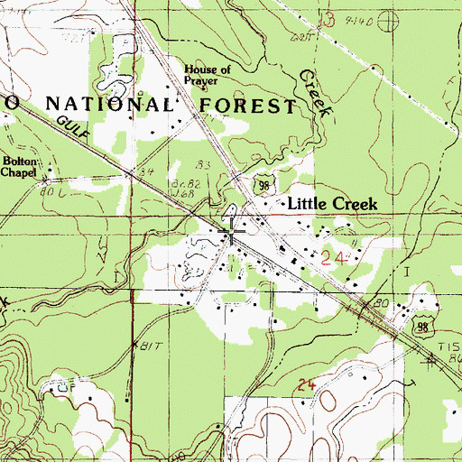 Topographic Map of Little Creek, MS