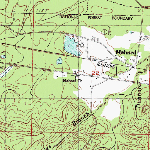 Topographic Map of Mahned Church, MS