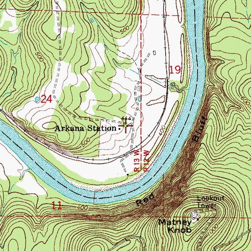 Topographic Map of Arkana Station, AR