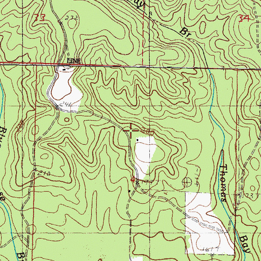 Topographic Map of New York School (historical), MS