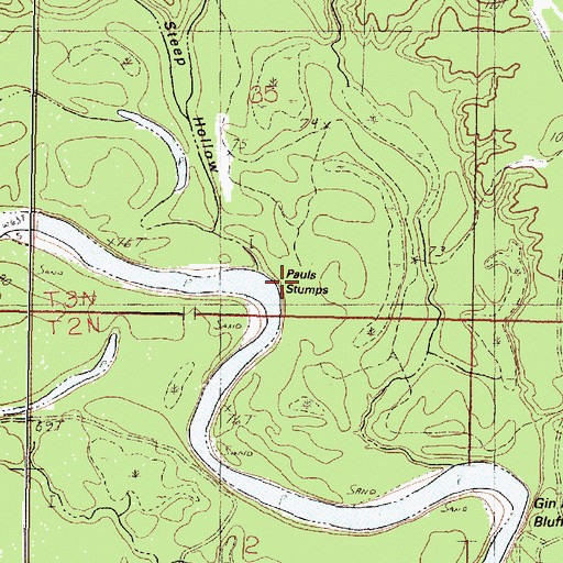 Topographic Map of Pauls Stumps, MS