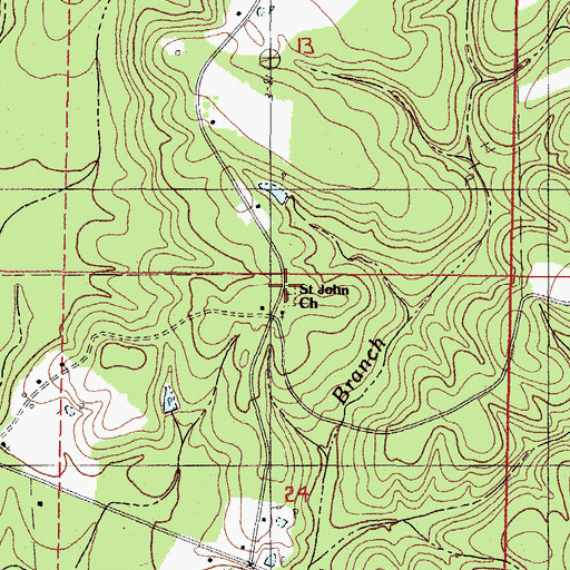 Topographic Map of Saint John Church, MS