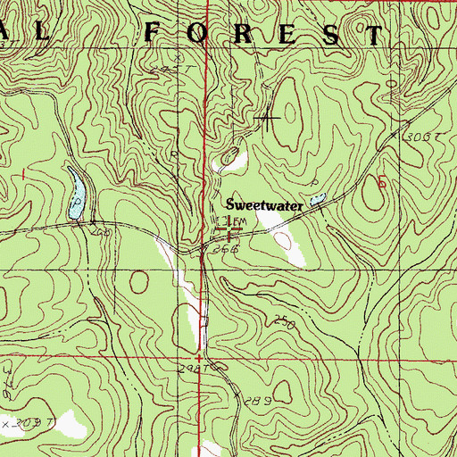 Topographic Map of Sweetwater Church (historical), MS