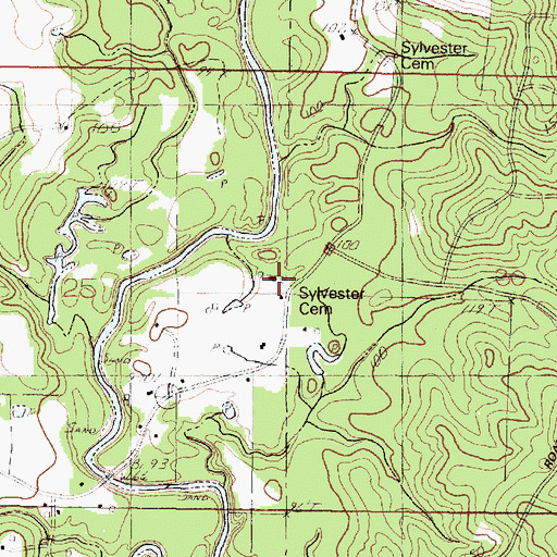 Topographic Map of Sylvester Cemetery, MS