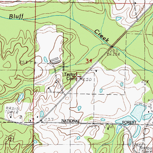Topographic Map of Taylor Cemetery, MS