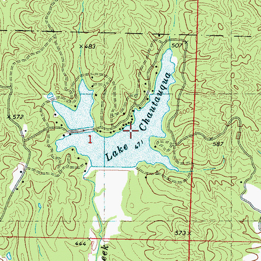 Topographic Map of Lake Chautauqua, MS