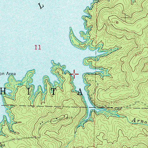 Topographic Map of Arnold Creek, AR