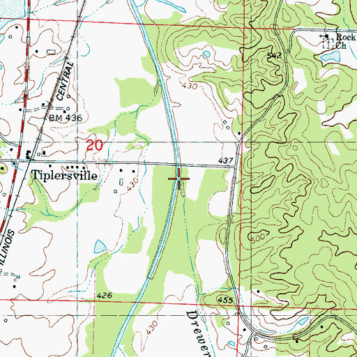Topographic Map of Drewery Creek, MS