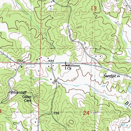 Topographic Map of Holiness Church, MS