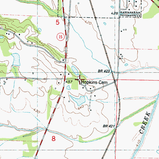 Topographic Map of Hopkins Cemetery, MS