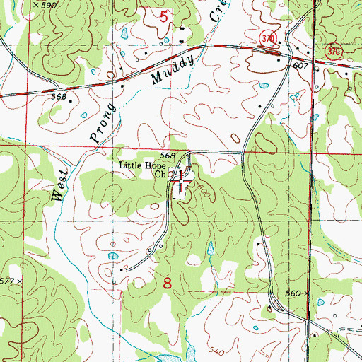 Topographic Map of Little Hope Cemetery, MS