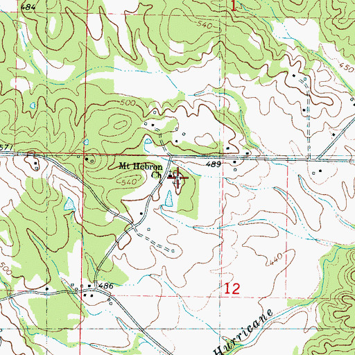 Topographic Map of Mount Hebron Cemetery, MS