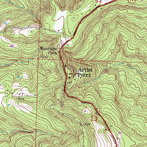 Topographic Map of Artist Point, AR