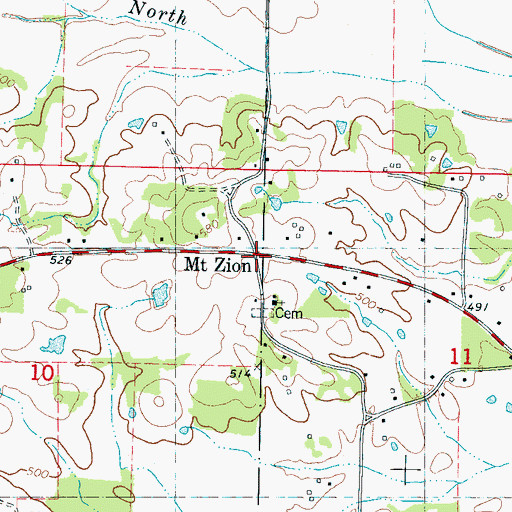 Topographic Map of Mount Zion, MS