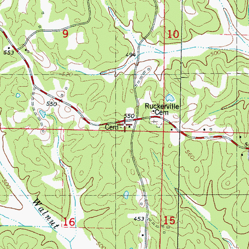 Topographic Map of Pisgah Cemetery, MS