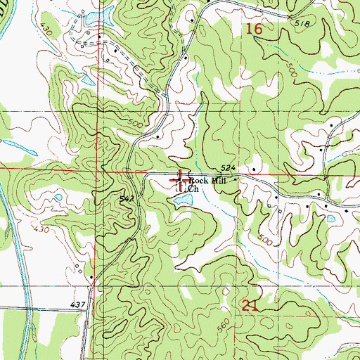 Topographic Map of Rock Hill Church, MS