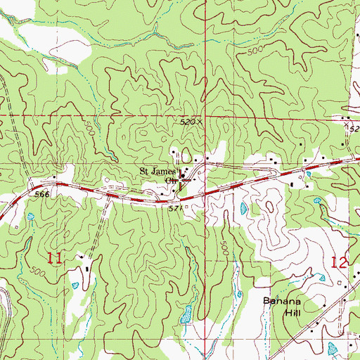 Topographic Map of Saint James Church, MS