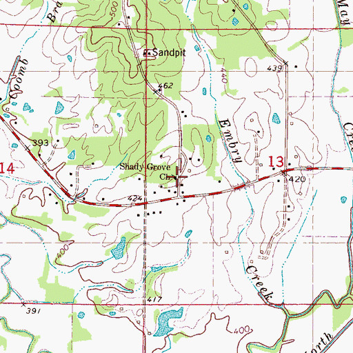 Topographic Map of Shady Grove Church, MS